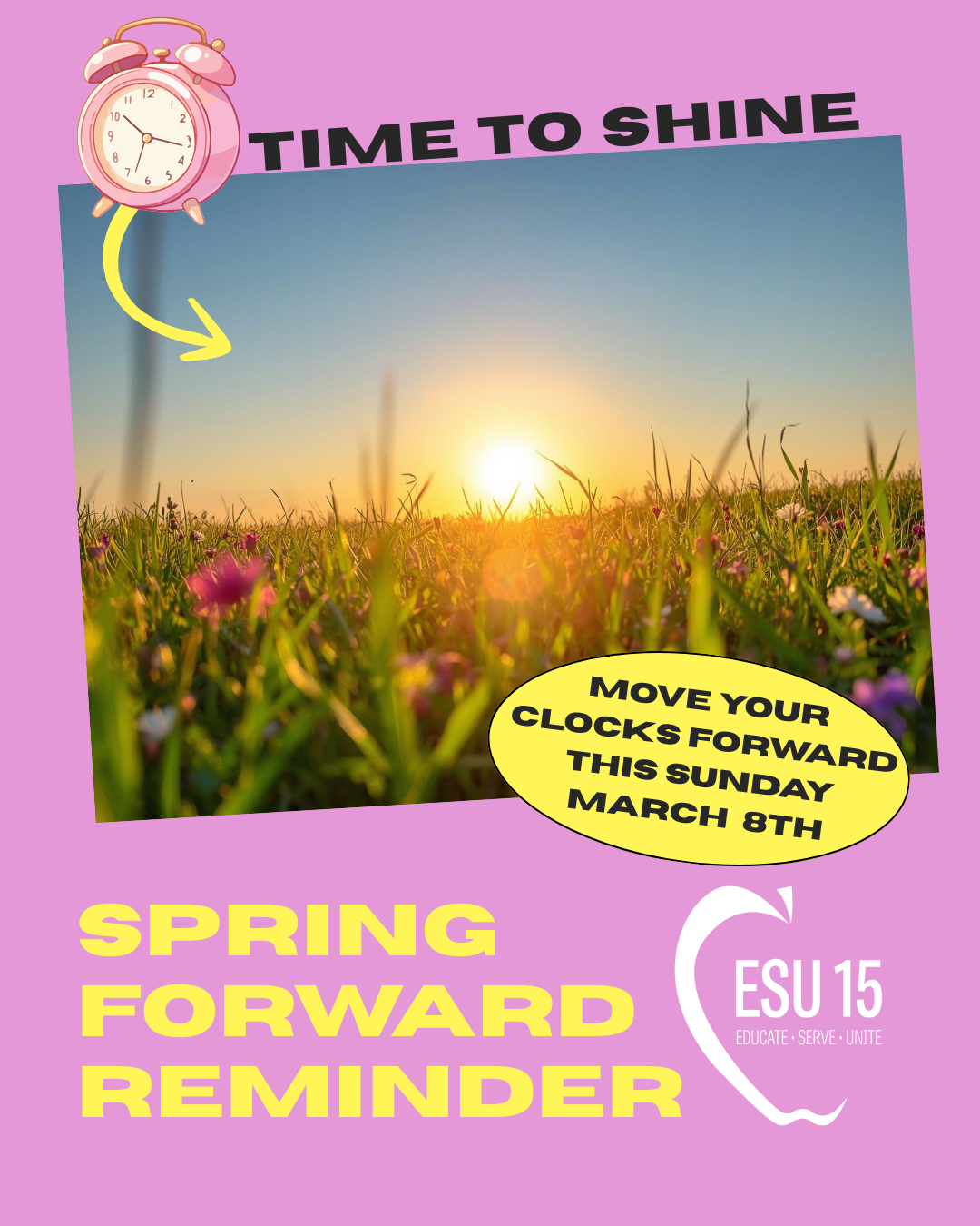reminder to set clocks ahead for the daylight savings time